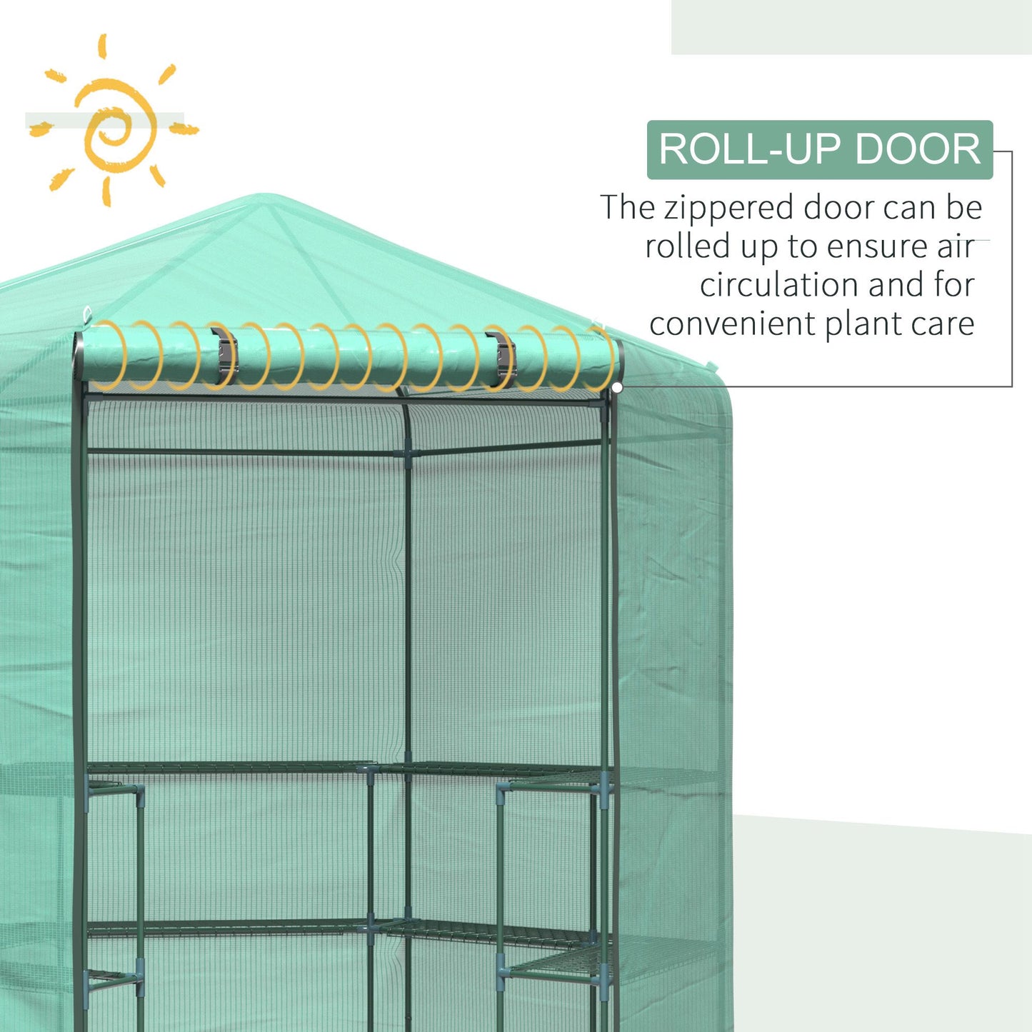 Hexagon Walk In Greenhouse PE Planter Flower Growth with Zipped Door 194 x 225H cm Walk-in Zipper Steel