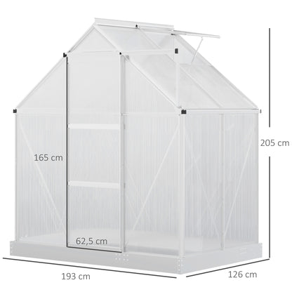 Walk-In Greenhouse Polycarbonate Panels Aluminium Frame Sliding Door Adjustable Window Flower Grow House Protection  Aosom IE