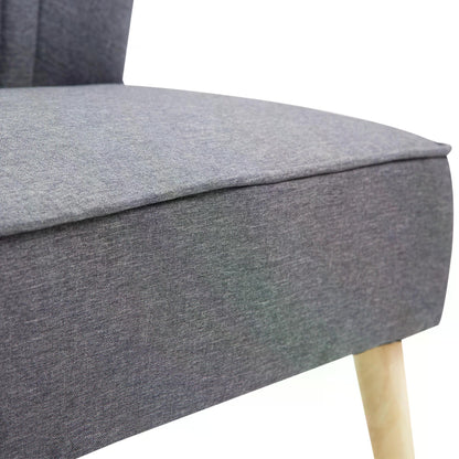 2-seater Loveseat, Armless, Double Seat, Padded Linen Wood Leg Dark Grey