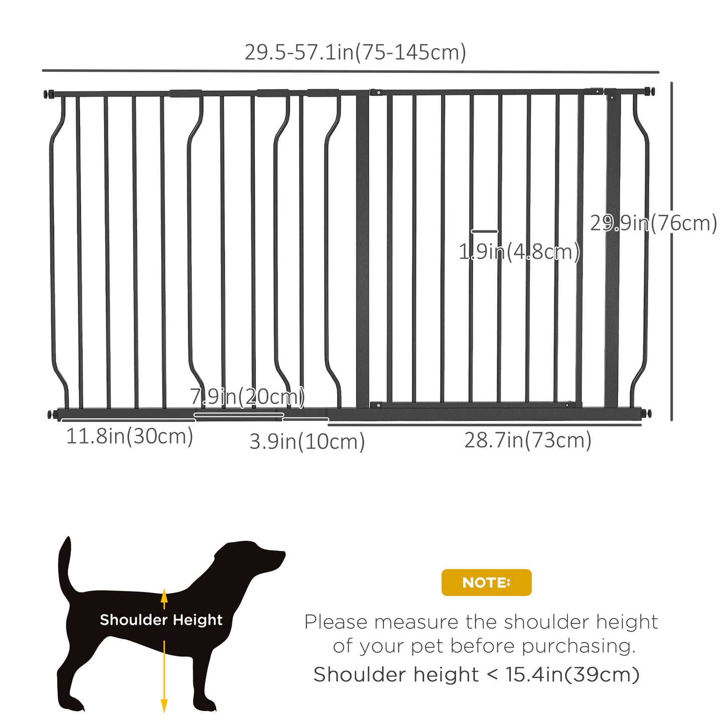 Retractable Gate for Dogs, with Door Pressure, for Doorways, Hallways, Staircases - Black