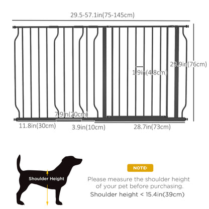 Retractable Gate for Dogs, with Door Pressure, for Doorways, Hallways, Staircases - Black