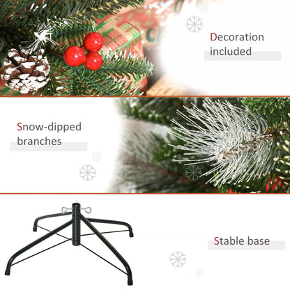 4FT Artificial Snow Dipped Christmas Tree Xmas Pencil Tree Holiday Home Party Decoration with Foldable Feet