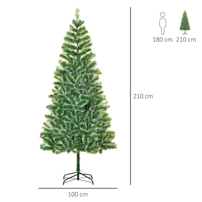 7ft Snowy Christmas Tree, W/ Metal Stand