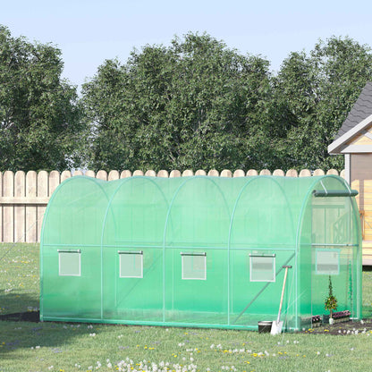 Outsunny Walk in Polytunnel Outdoor Garden Greenhouse with Windows and Doors (4 x 2M) Plant Flower 