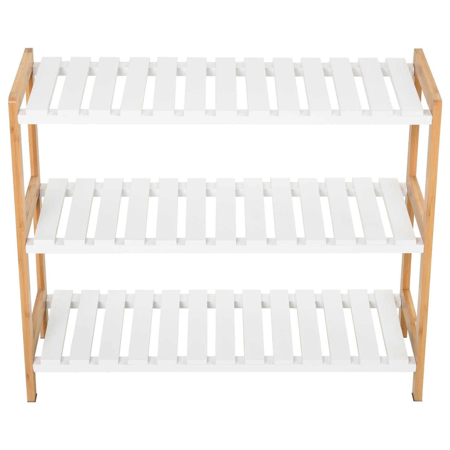 MDF 3-Tier Slatted Shoe Rack Brown/White