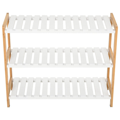 MDF 3-Tier Slatted Shoe Rack Brown/White