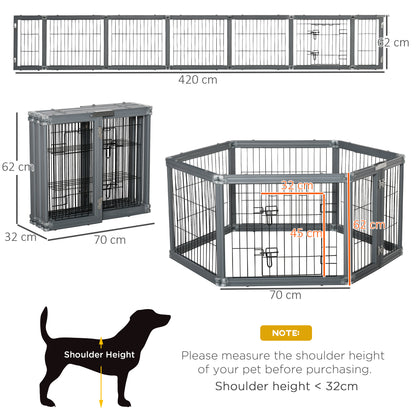 Heavy Duty Pet Playpen, 6 Panels Puppy Play Whelping Pen, Foldable Steel Dog Exercise Fence, with Door, Double Locking Latches