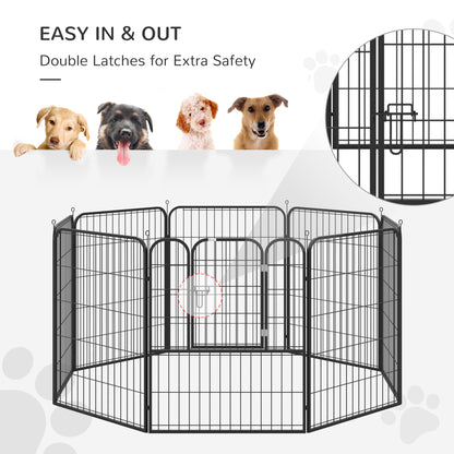 Heavy Duty Dog Pet Puppy Metal Playpen Play Pen Rabbit Pig Hutch Run Enclosure Foldable Black 79 x 100cm (Large)