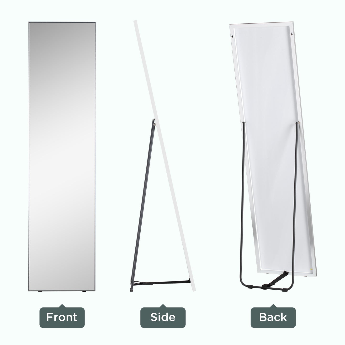 Full Length Mirror Freestanding for Bedroom, 160 x 40 cm Freestanding Rectangle Dressing Mirror, Black Frame