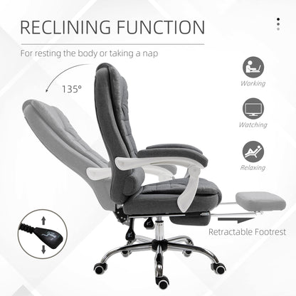 Reclining Office Chair with Footrest, Ergonomic, Executive, Linen,