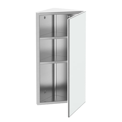 Stainless Steel Bathroom Corner Mirror Cabinet, 1 Door