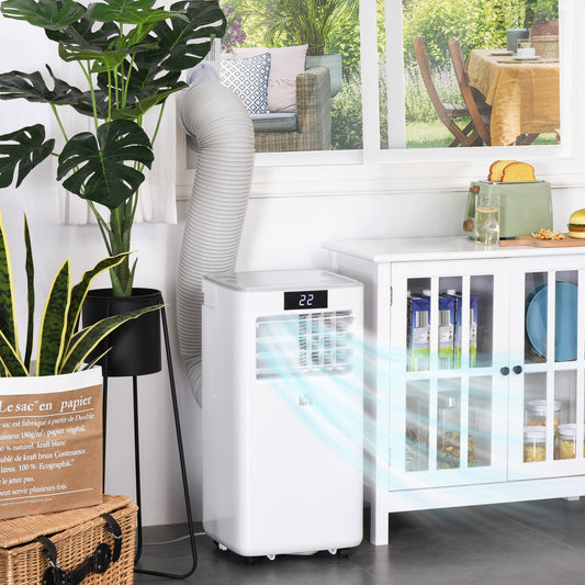 HOMCOM 8000 BTU 4-In-1 Compact Portable Mobile Air Conditioner Unit Cooling Dehumidifying Ventilating w/Fan Remote LED Display 24 Hr Timer  Aosom IE