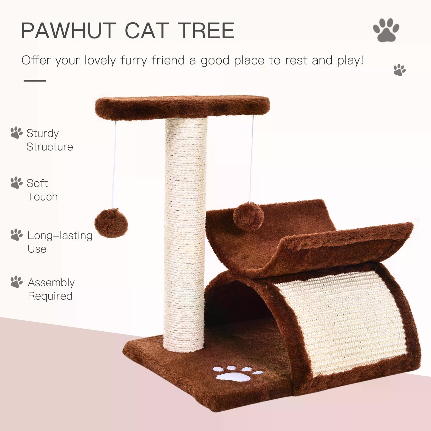 43cm Cat Tree Cat Tower Scratching Post Climbing Tree for Kitten Activity Center Brown