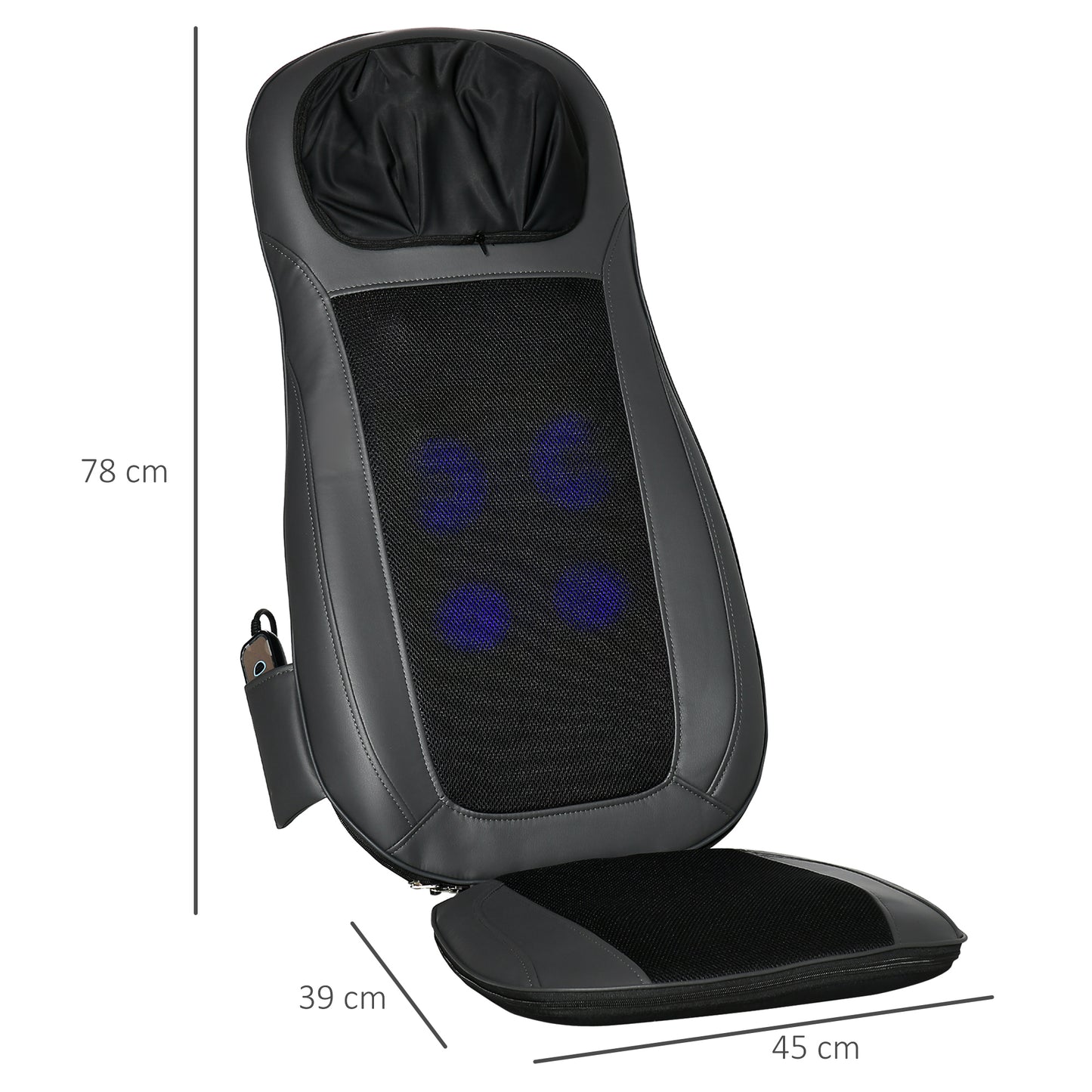 Shiatsu Back Massager for Neck, Massage Chair with Deep Tissue Kneading, Heating and Remote, Massage Cushion Black