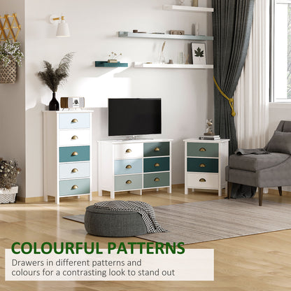 6 Drawer Dresser, Six Diiferent Colours with Metal Handle for Living Room, Bedroom