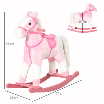 Childrens Rocking Horse with Sound-Pink