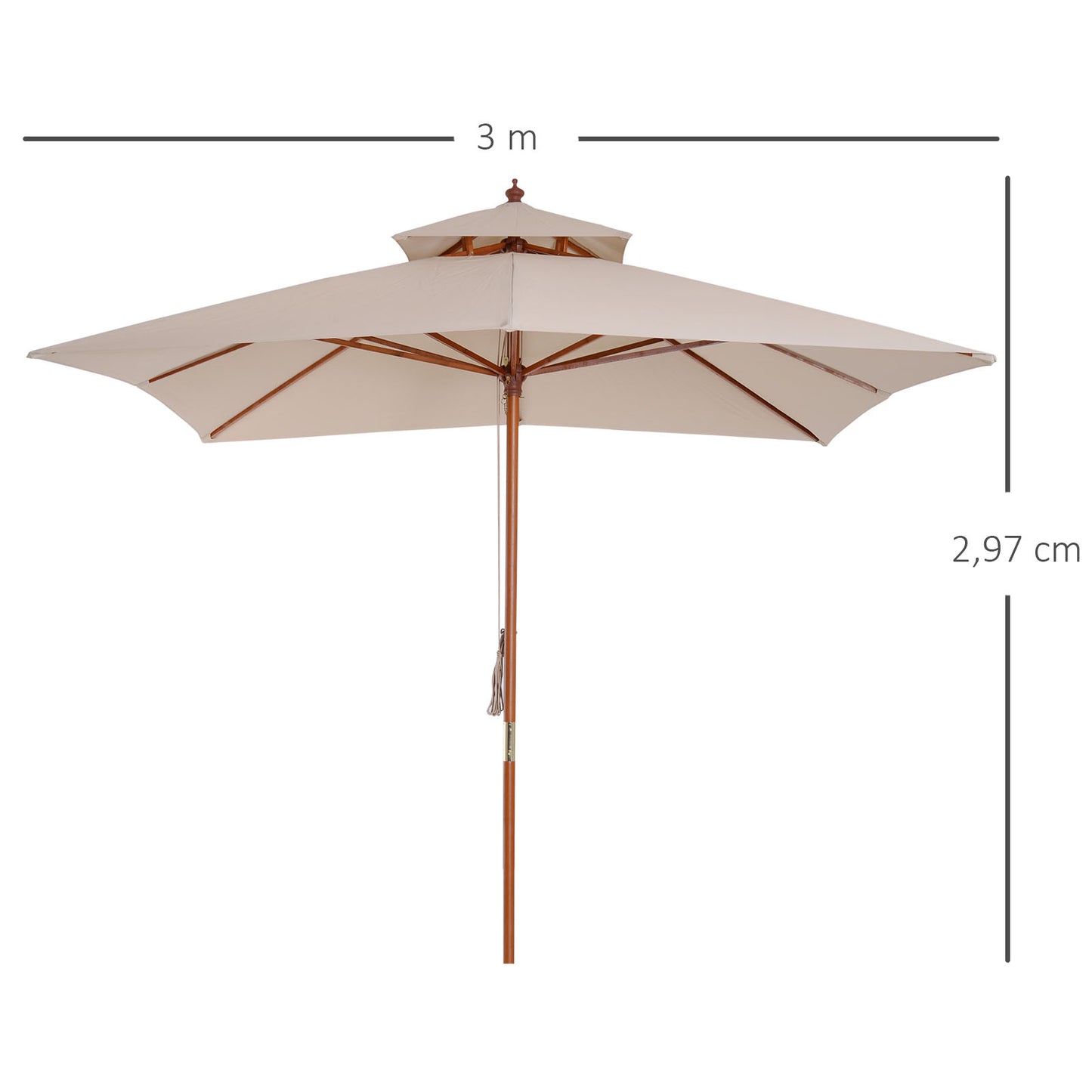 3x3m  Sun Umbrella W/2 Pulley-Beige