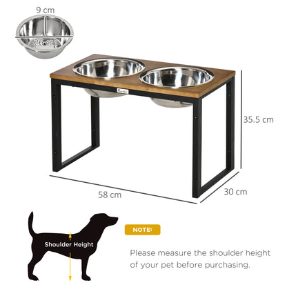 Elevated Dog Bowls with Stand, Raised Dog Feeder for Large Medium Dogs, Oak