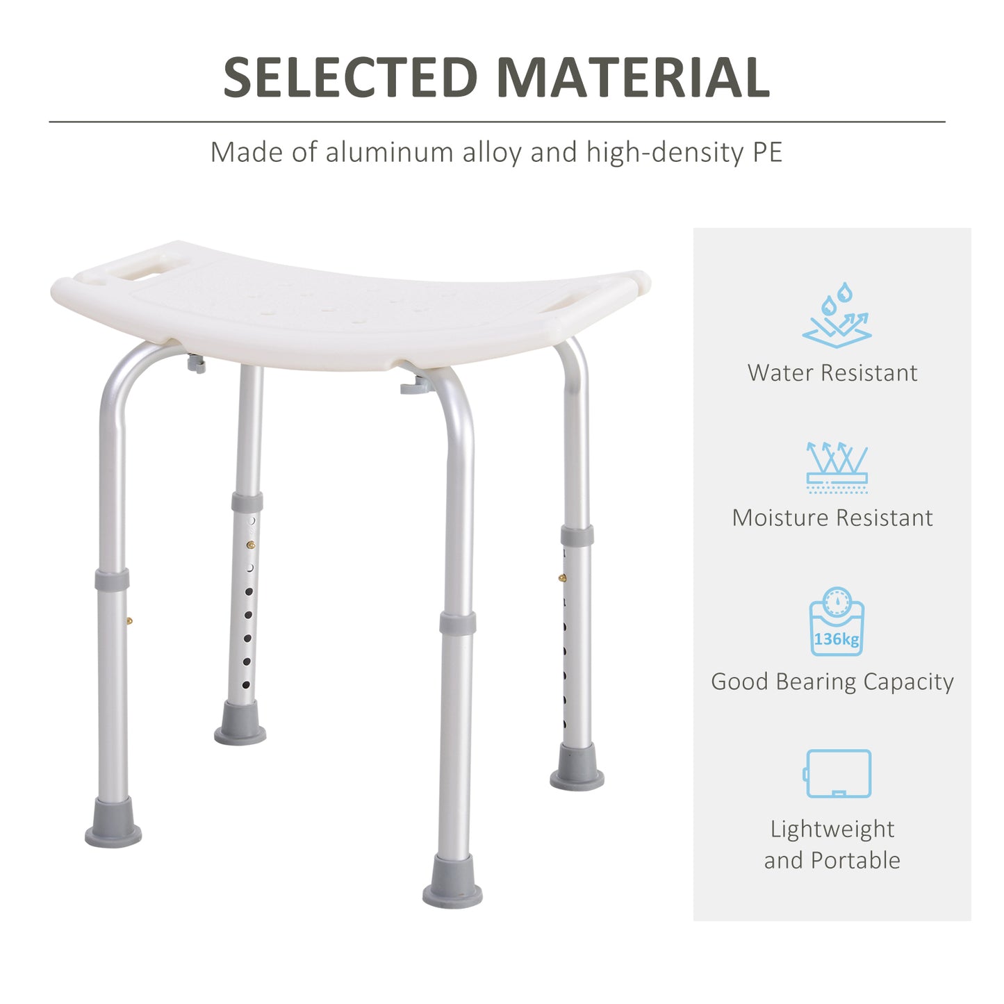 Adjustable Non-Slip Shower and Bath Chair Stool