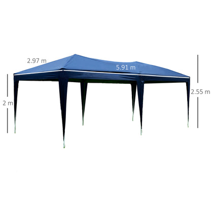 3 x 6m Garden Heavy Duty Water Resistant Pop Up Gazebo Marquee Party Tent Wedding Canopy Awning-Blue