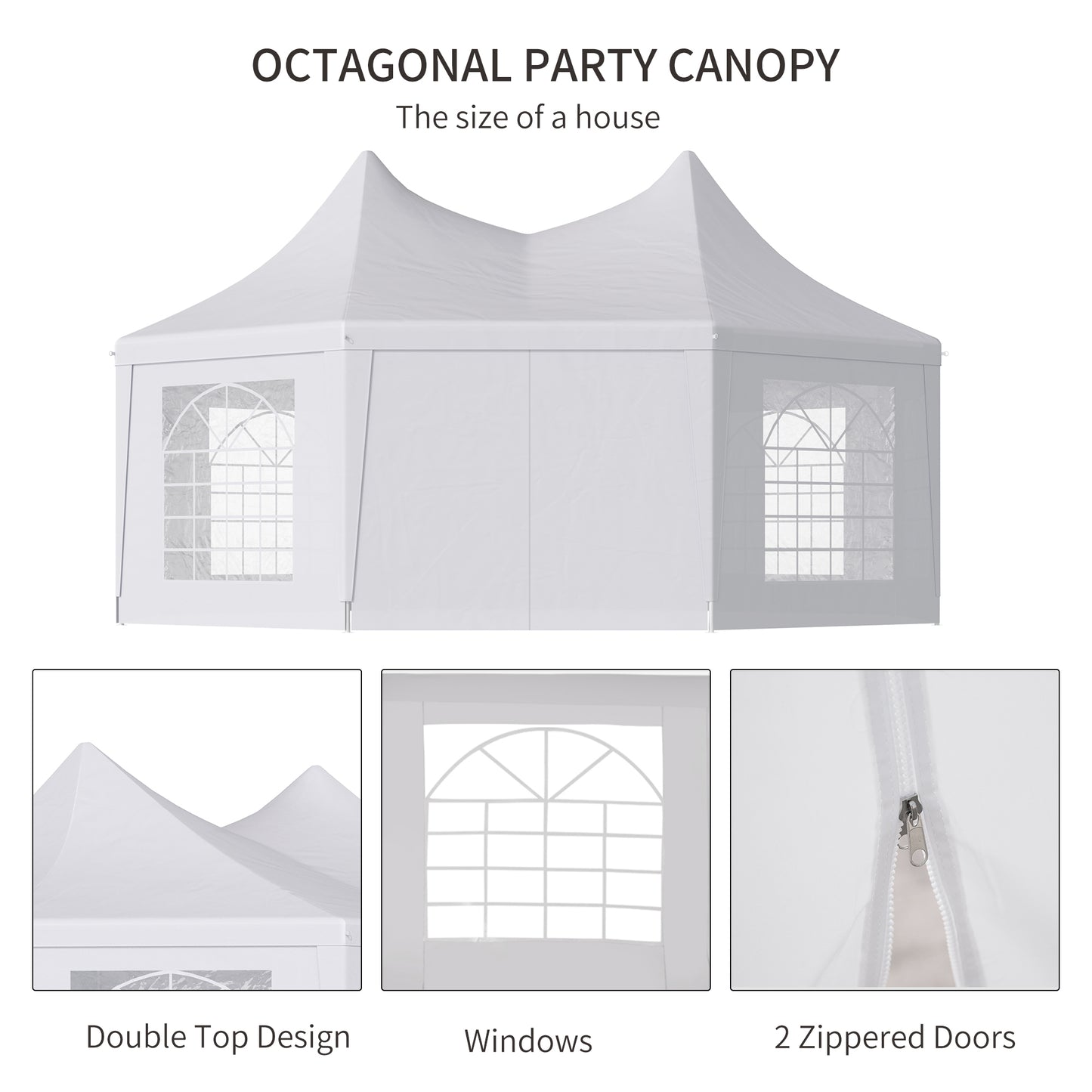 22' x 16' ft Canopy Party Event Tent with 2 Pull-Back Doors, Column-Less Event Space, & 8 Cathedral Windows