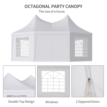 22' x 16' ft Canopy Party Event Tent with 2 Pull-Back Doors, Column-Less Event Space, & 8 Cathedral Windows