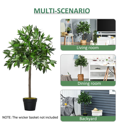 Set of 2 Artificial Topiary Bay Laurel Ball Trees Decorative Plant with Nursery Pot for Indoor Outdoor Décor, 90cm