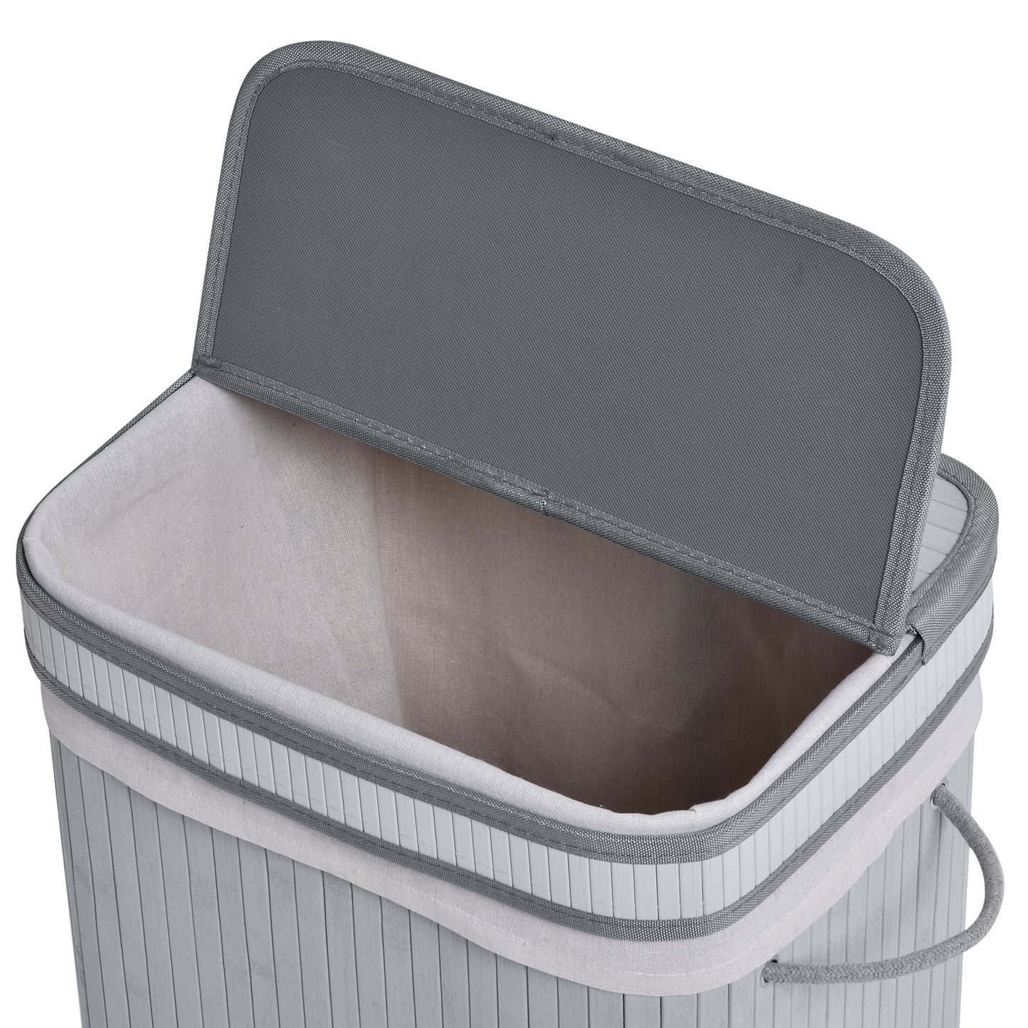 Laundry Hamper, Grey Laundry Basket, 70L Flip Lid Bamboo