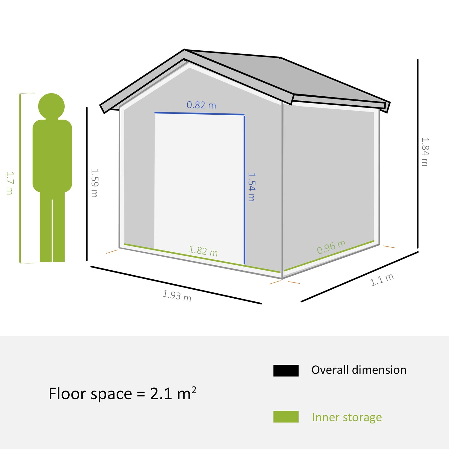 6x4ft Corrugated Steel Plate Garden Shed Grey