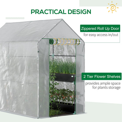 Walk in Garden house w/ Shelves Polytunnel Steeple Grow House 186L x 120W 190Hcm