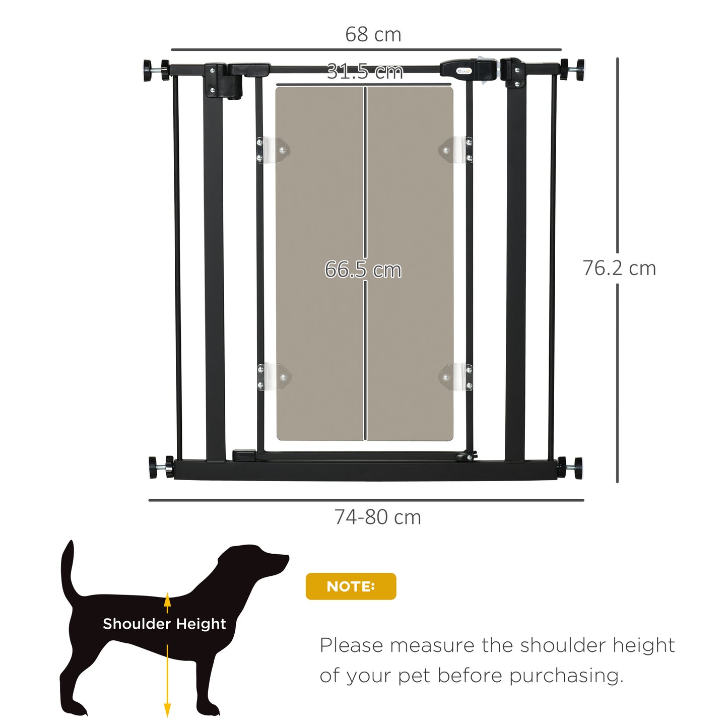 Pressure Fit Pet Safety Gate, Auto-Close Dog Barrier Stairgate, with Double Locking, Acrylic Panel for Doors, Hallways, Staircases, Black