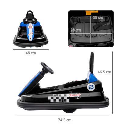 Electric Ride on Kids Bumper Car, 6V 360-Degree Rotation Waltzer Car, Battery Powered w/ 2 Speeds, Music, Black