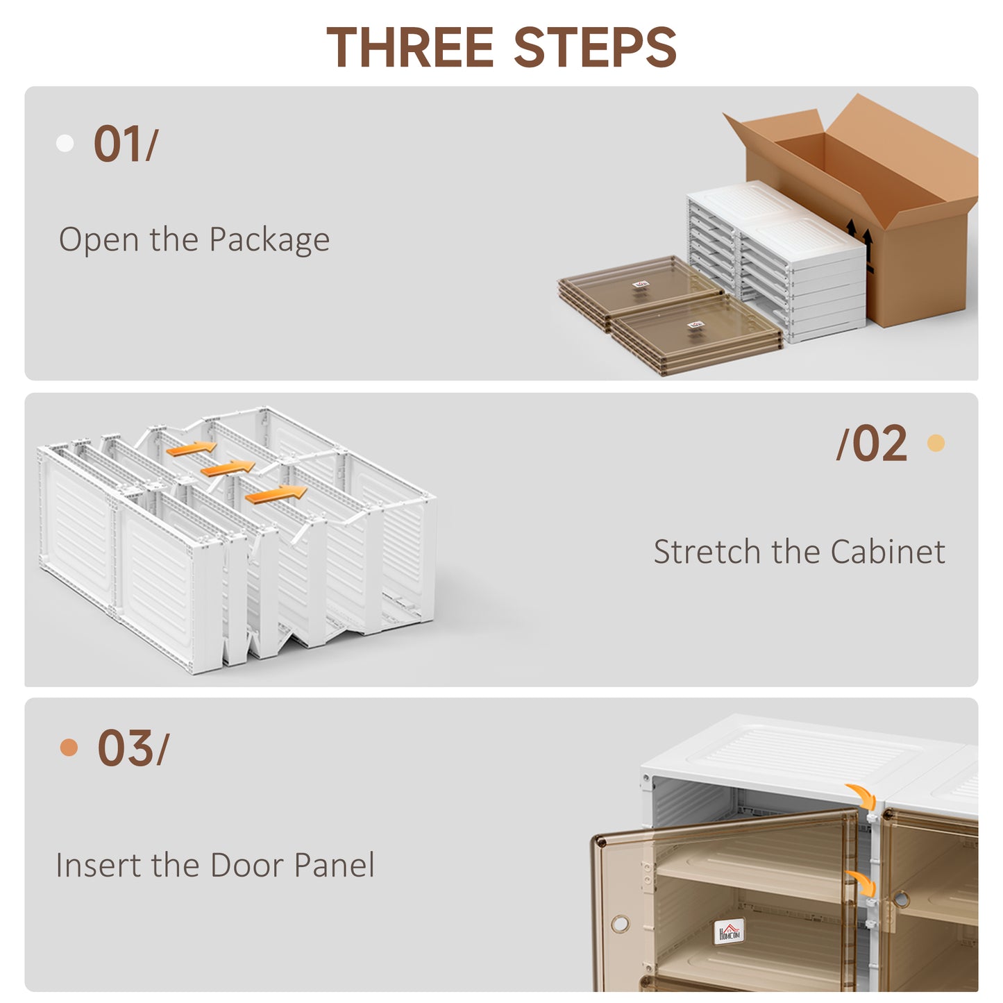 Portable Shoe Rack Organizer for Space Saving Bedroom, Entryway White and Brown