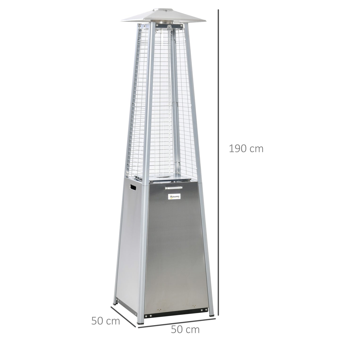 Heater for Camping in Tent, 11.2KW Stainless Steel Garden Freestanding Tower Heater w/Wheels Cover Silver