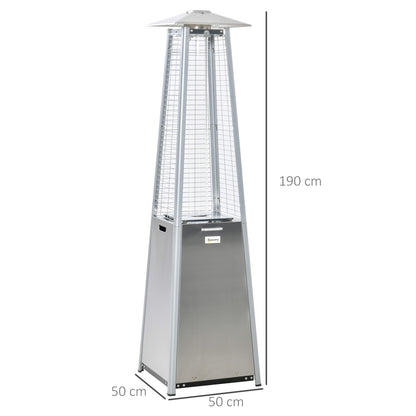 Heater for Camping in Tent, 11.2KW Stainless Steel Garden Freestanding Tower Heater w/Wheels Cover Silver