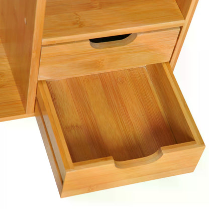 Wooden Bookshelf, Storage Shelves, 180 Degree Rotatable 2 Drawers