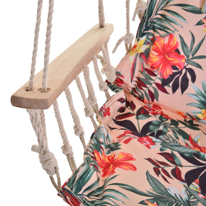 100x106cm Hanging Hammock Chair Safe Rope Frame Pillow Top Bar Bright Floral