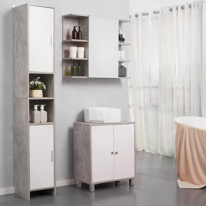 Free-standing Tall Bathroom Storage Cabinet w/2 Cupboards 2 Open Compartments,Slim Bathroom Organizer Adjustable Shelves