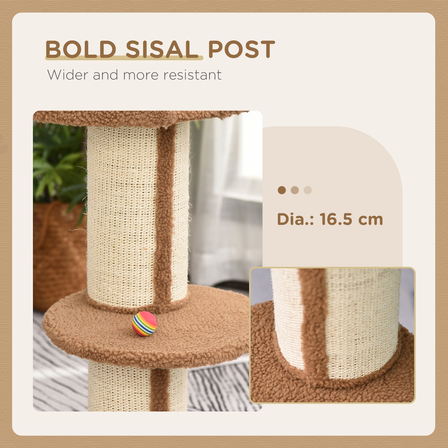 81cm Cat Tree Kitten Activity Center Tower Sisal Scratching Posts Lamb Cashmere Perches Light Brown