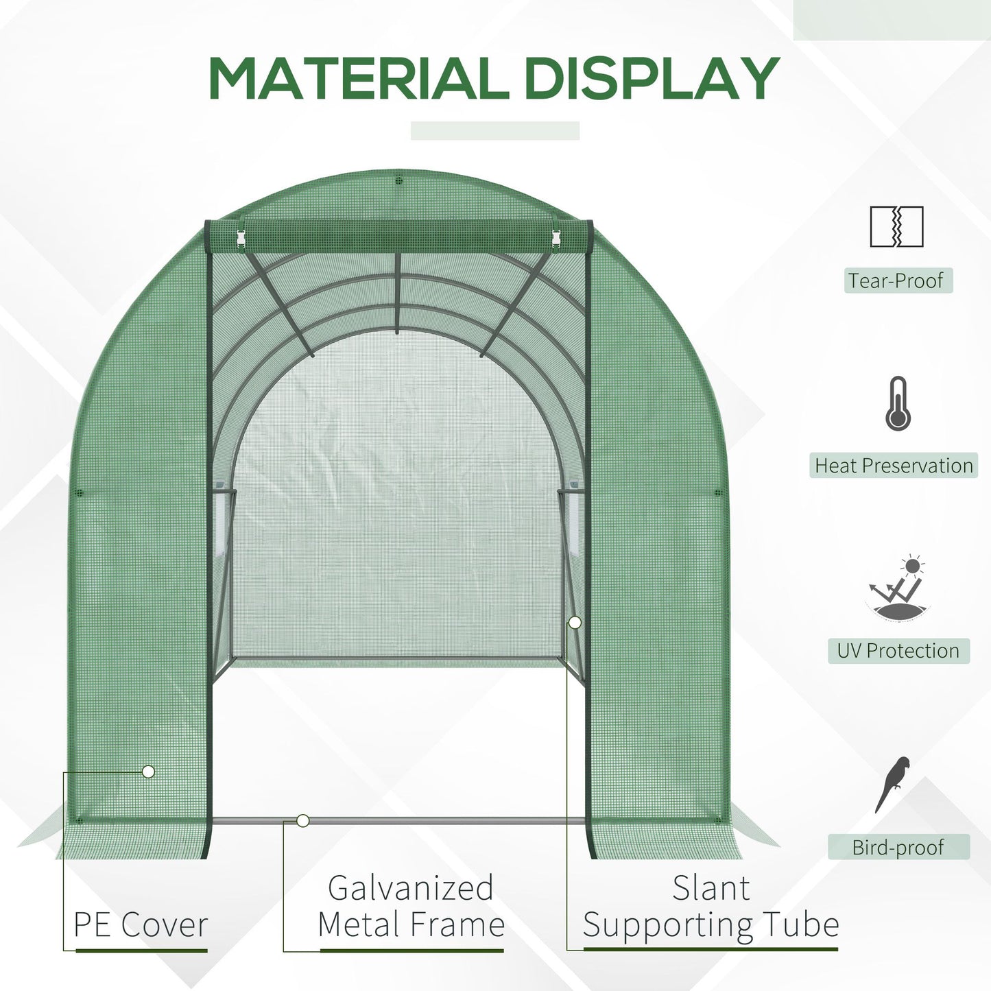 Walk in Polytunnel Outdoor Garden Greenhouse w/ Windows & Doors (4 x 2M)