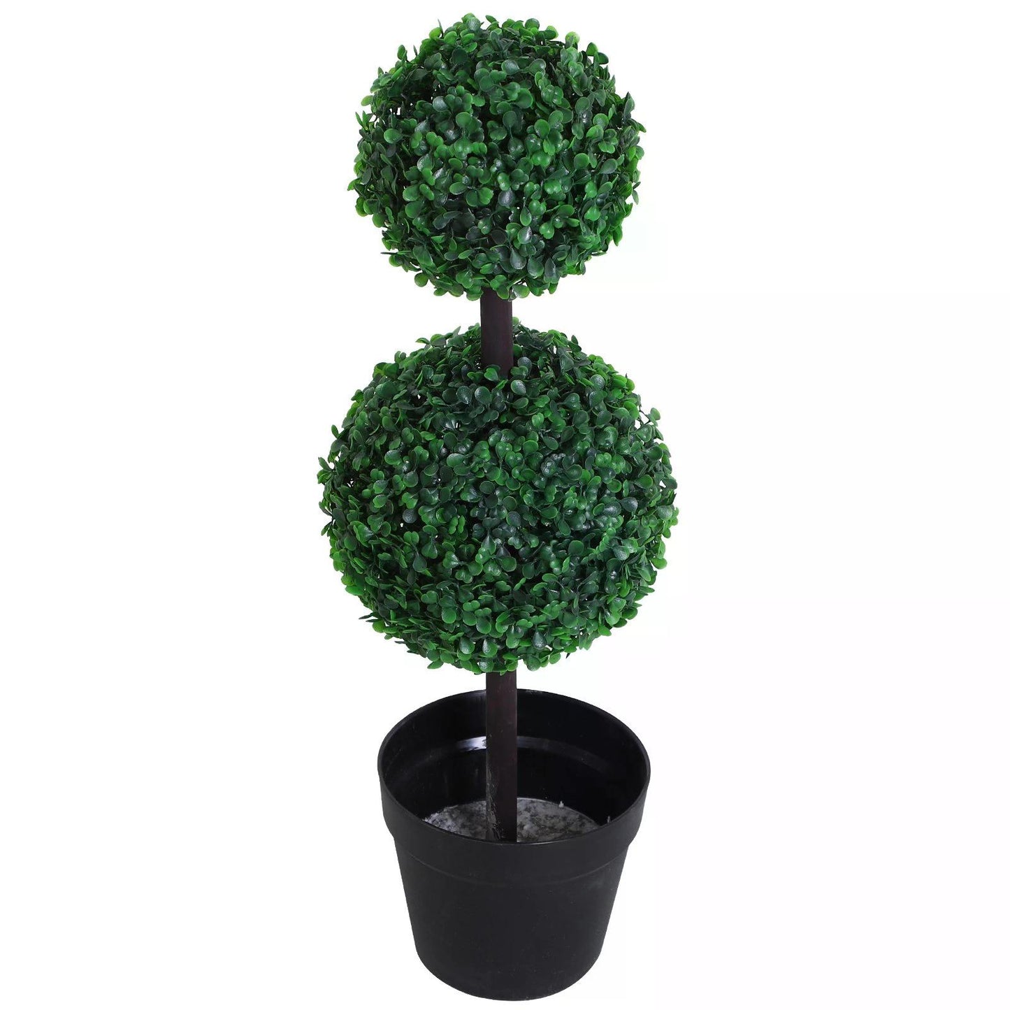 Artificial Front Door Plants, PE Set of 2 , Double Ball Topiary Plant Tree's Green