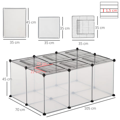 Small Dog Pen Indoor, DIY, w/ Door Bottom 22 Panels Small Animal Cage for Guinea Pigs Rabbit Chinchilla Transparent