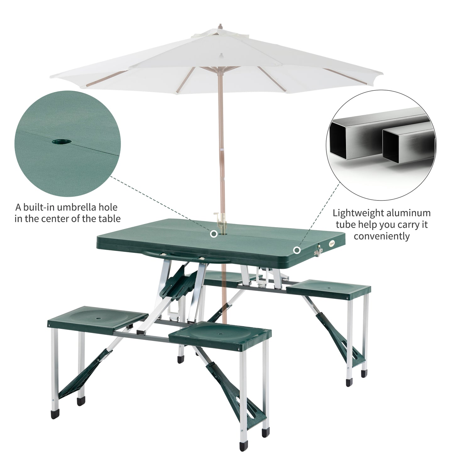 Foldable Picnic Table Set - Green