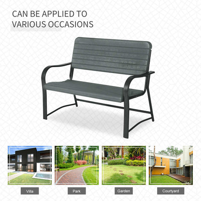 Metal Frame 2 Seater Bench-Black, Atrovirens Slat