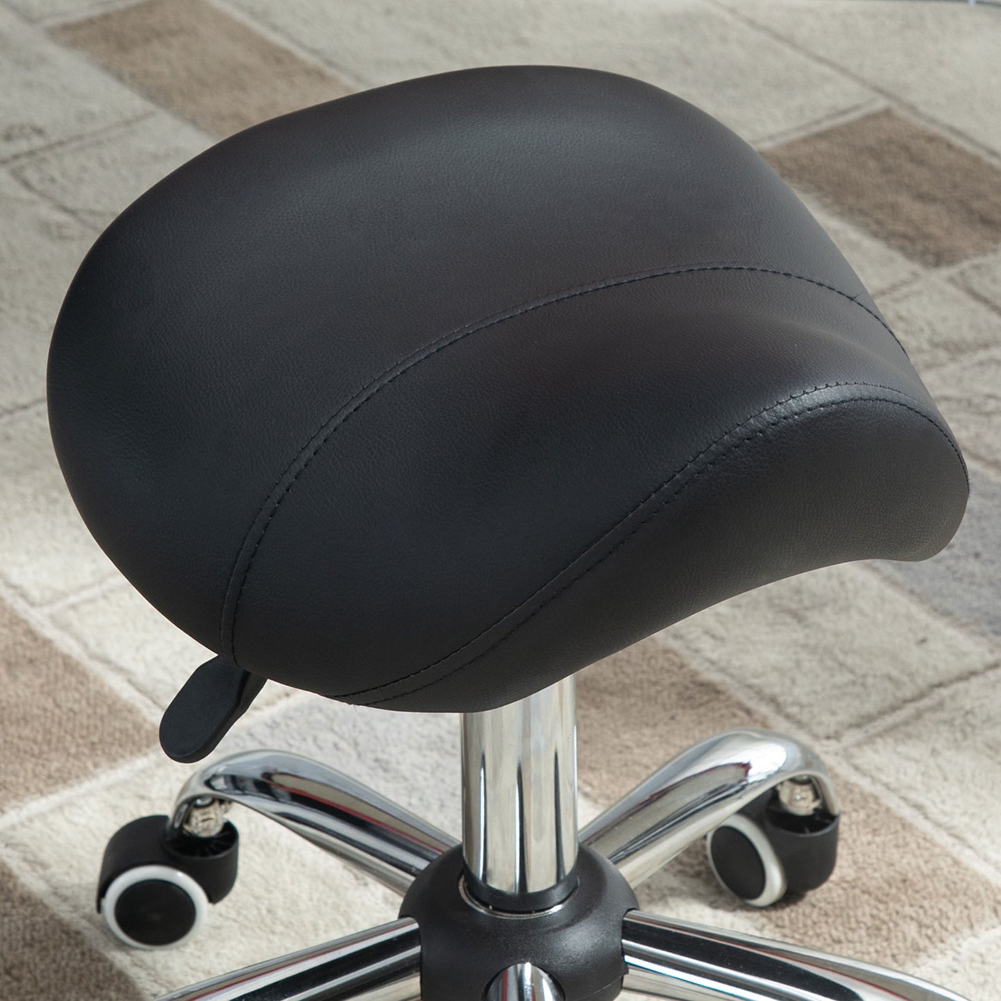 Beauty Stool, PU Leather Height Adjustable Swivel Salon Stool Black