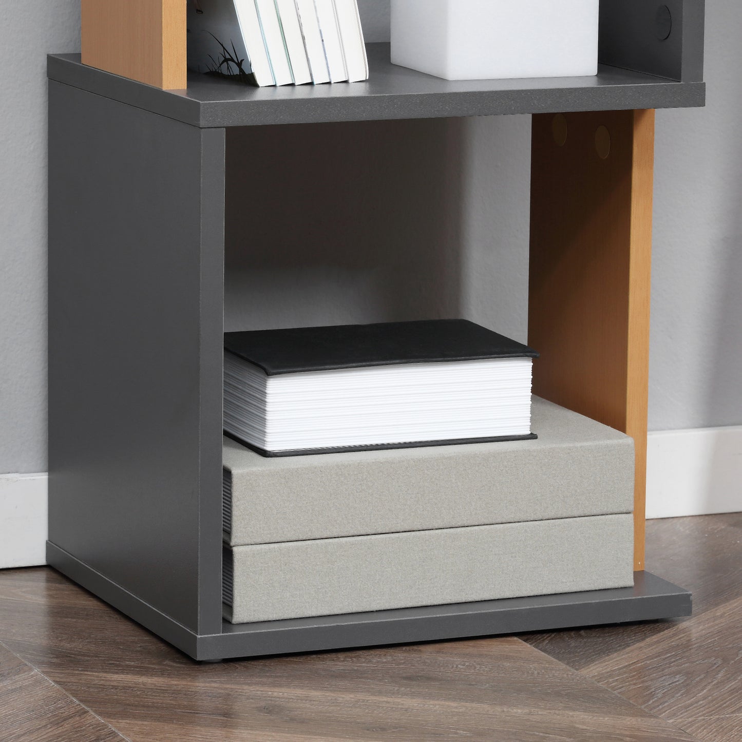 Modern 5-Tier Bookshelf, Freestanding Bookcase Storage Shelving for Living Room Home Office Study, Dark Grey