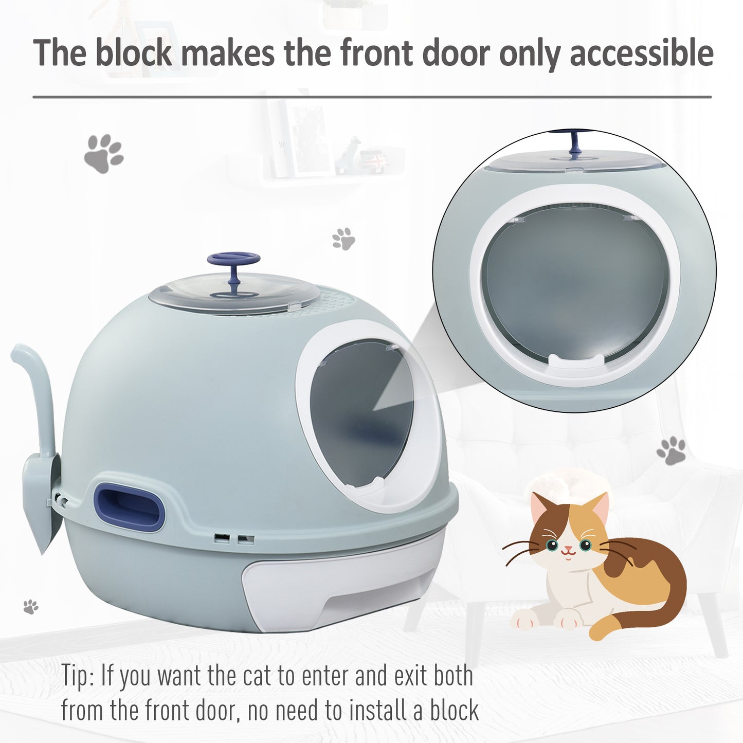 Cat Litter Box With Litter Scoop, Drawer-Type Easy To Clean, Skylight, Light And Easy To Move