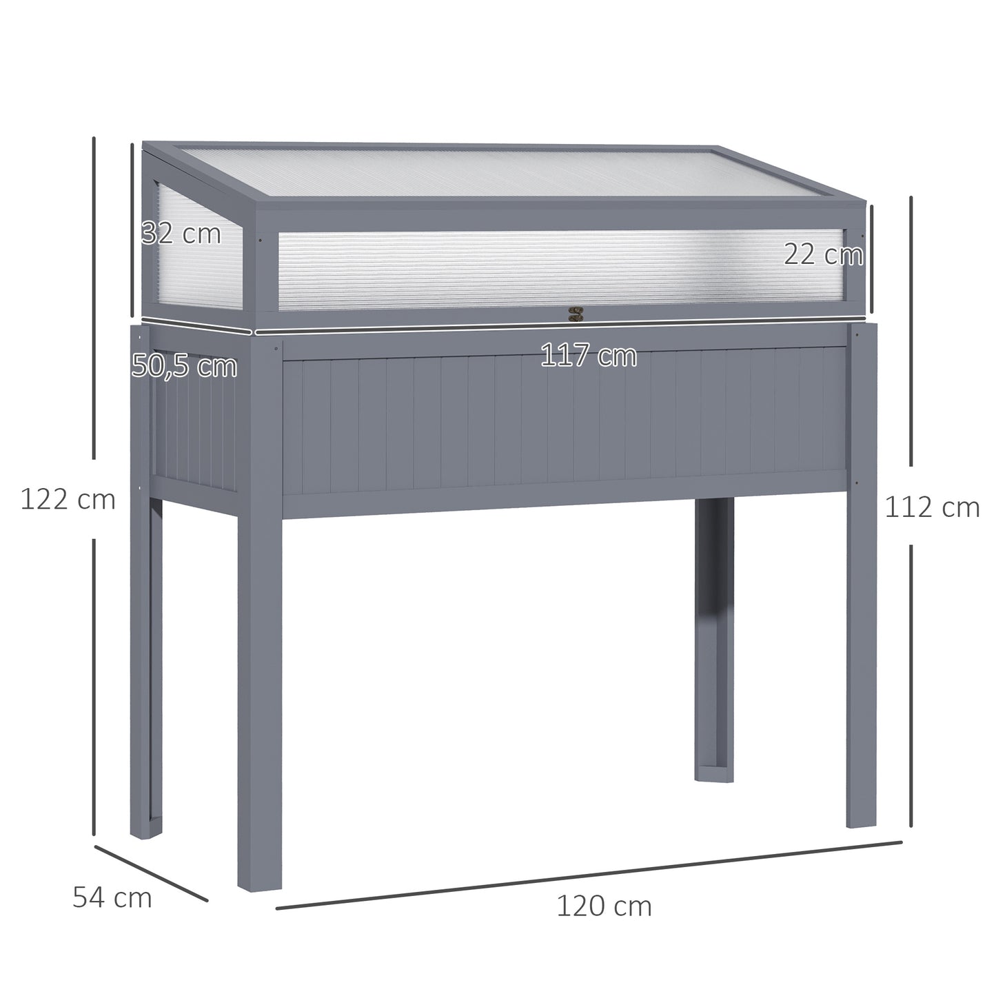 Raised Garden Bed 2-IN-1 Wood Cold Frame Greenhouse with Elevated Garden Box,Openable Top for Flowers,Vegetables,Plants,Grey