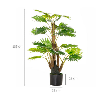 Artificial Tropical Palm Tree Fake Decorative Plant in Nursery Pot for Indoor Outdoor Décor, 135cm