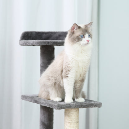 101cm Cat Tree Cat Tower Scratching Post Climbing Tree for Kitten Portable Activity Center Beige Grey